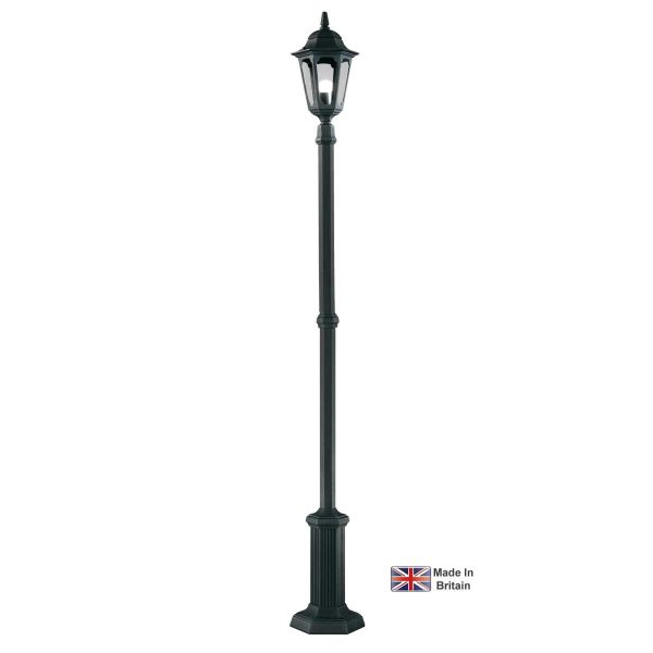 Elstead Parish 1 light outdoor lamp post lantern in black, full height on white background