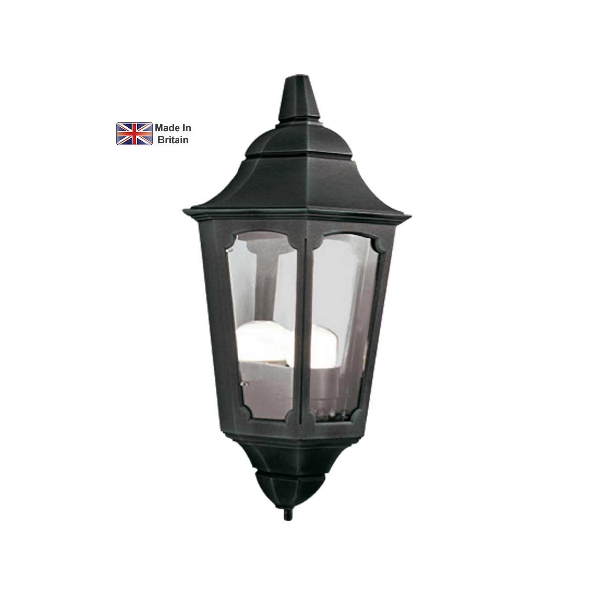 Elstead Parish 1 Light Flush Outdoor Wall Half Lantern Black