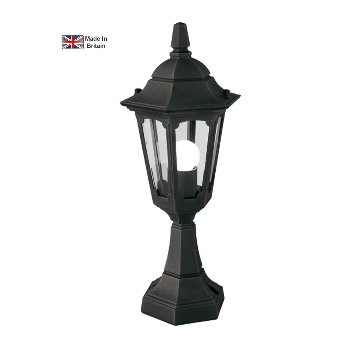 Elstead Parish Mini 1 Light Outdoor Pedestal Lantern Black