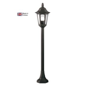 Elstead Parish Mini 1 light outdoor pillar lantern in black, full height on white background