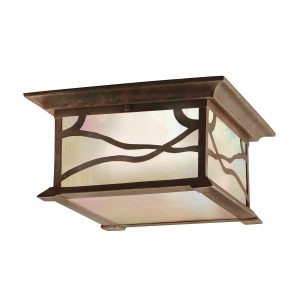 Quintiesse Morris Mission style 2 light flush porch ceiling light in distressed copper main image