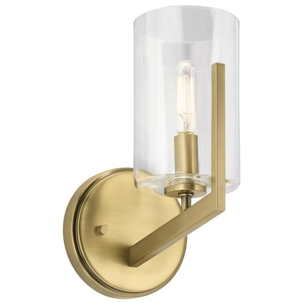 Quintiesse Nye modern single wall light in brushed natural brass main image