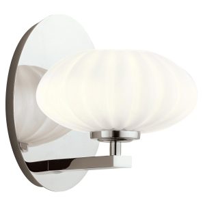 Quintiesse Pim modern single bathroom wall light in polished chrome facing up