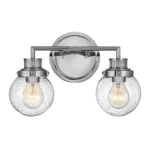 Quintiesse Poppy 2 lamp bathroom wall light in polished chrome main image