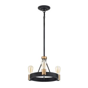 Quintiesse Silas dual mount 3 light pendant finished in aged zinc full height
