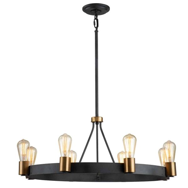 Quintiesse Silas dual mount 8 light pendant finished in aged zinc full height