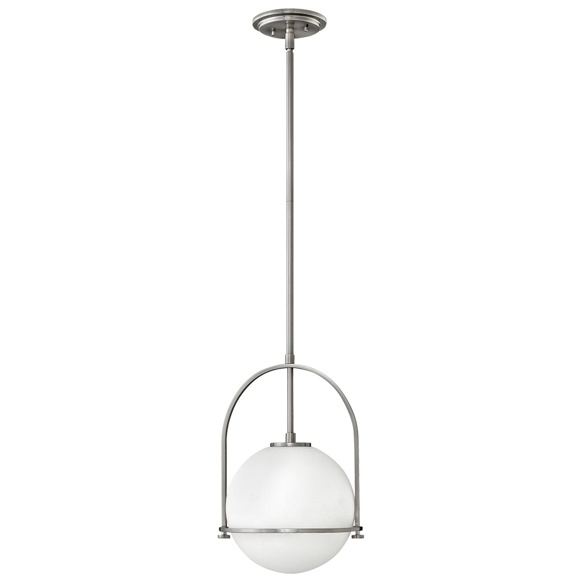 Quintiesse Somerset 1 Light Ceiling Pendant Brushed Nickel Opal Glass