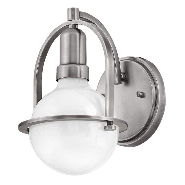Quintiesse Somerset 1 lamp single wall light in brushed nickel with opal glass main image