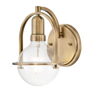Quintiesse Somerset 1 lamp single wall light in heritage brass with clear glass main image