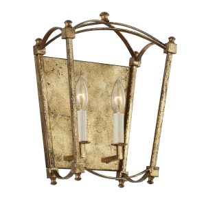 Quintiesse Thayer 2 light ironwork wall light in antique gold main image