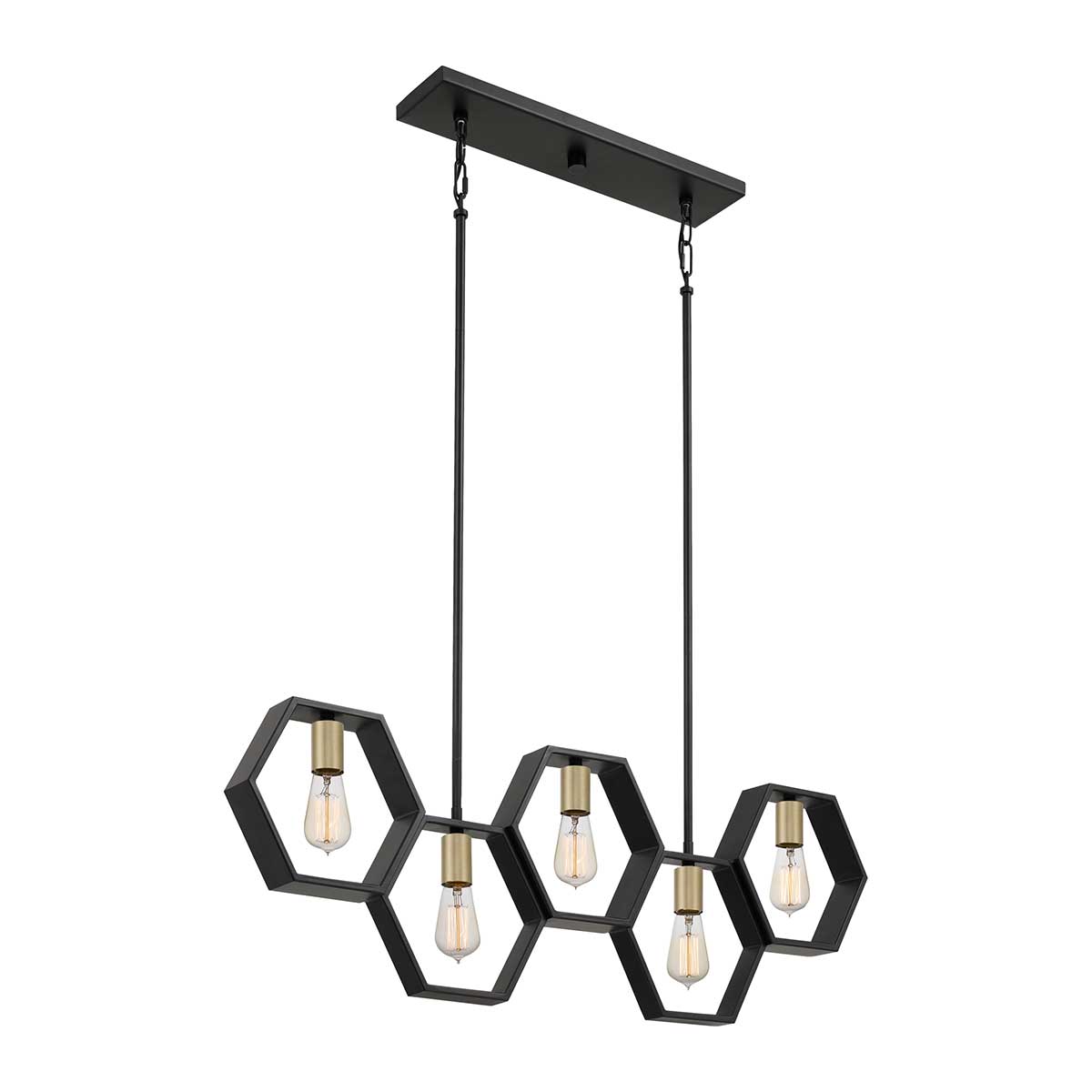 Quoizel Bismarck Modern 5 Light Linear Pendant Earth Black