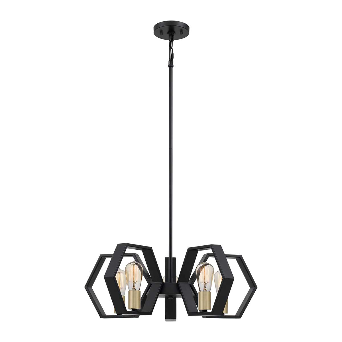 Quoizel Bismarck Modern 5 Light Chandelier In Black And Gold