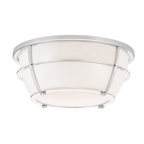 Quoizel Chance 2 light flush mount bathroom ceiling light in polished chrome on white background