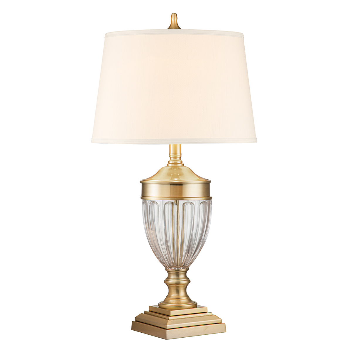 Quoizel Dennison Brushed Brass Table Lamp Cream Shade