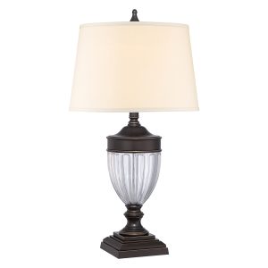 Quoizel Dennison 1 light Palladian bronze table lamp on white background