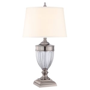 Quoizel Dennison 1 light polished nickel table lamp on white background