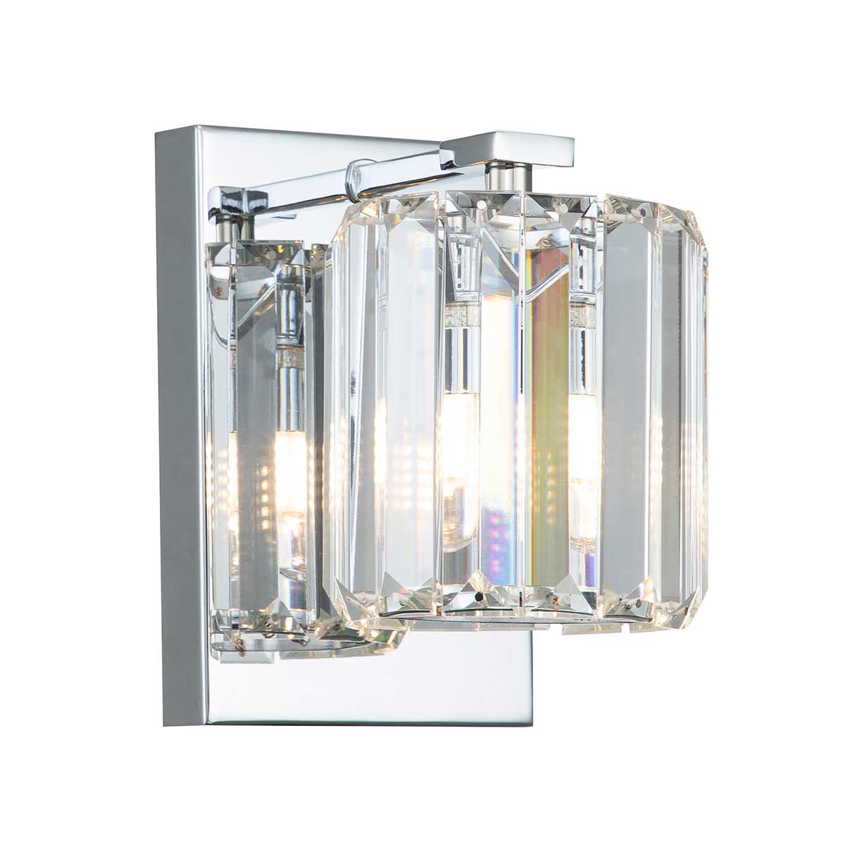 Devine 1 Light Polished Chrome And Crystal Bathroom Wall Light