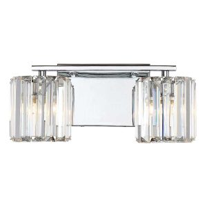 Quoizel Devine 2 light polished chrome and crystal bathroom wall light on white background