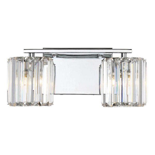 Quoizel Devine 2 light polished chrome and crystal bathroom wall light on white background