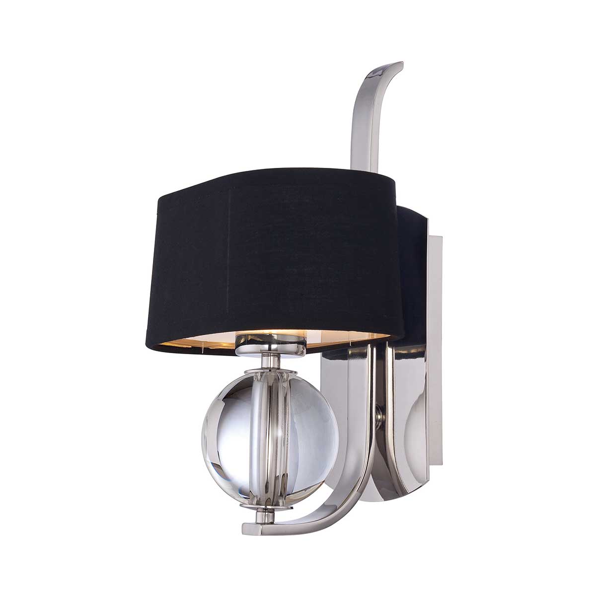 Gotham Modern Wall Light In Imperial Silver With Black Shade