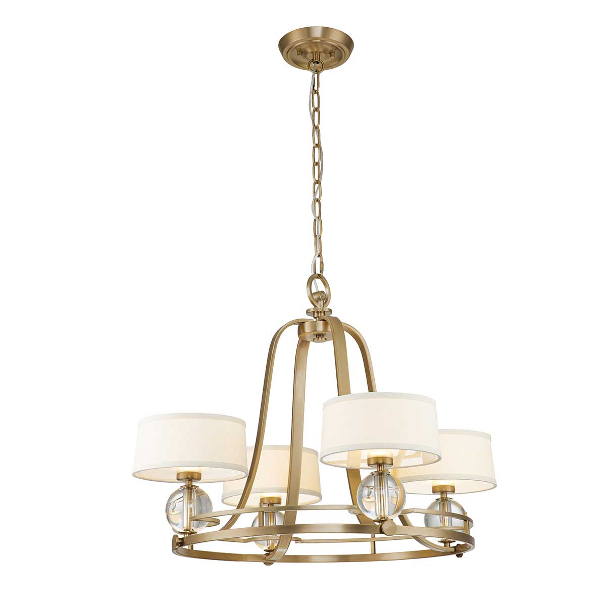 Gotham Modern 4 Light Designer Chandelier In Brushed Brass