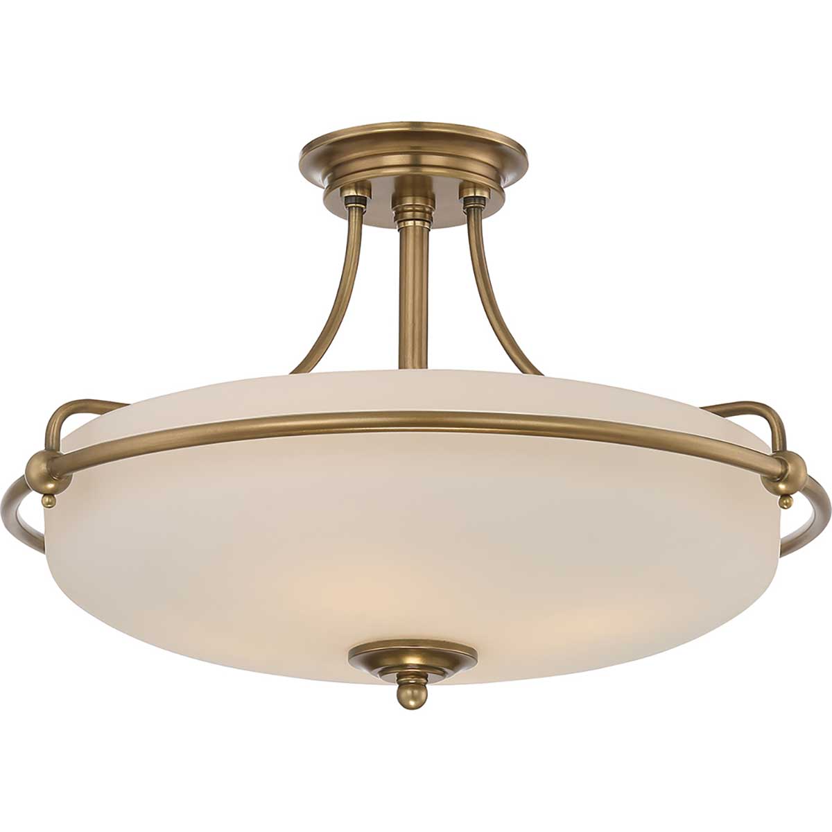 Quoizel Griffin Weathered Brass Art Deco Style 4 Light Semi Flush