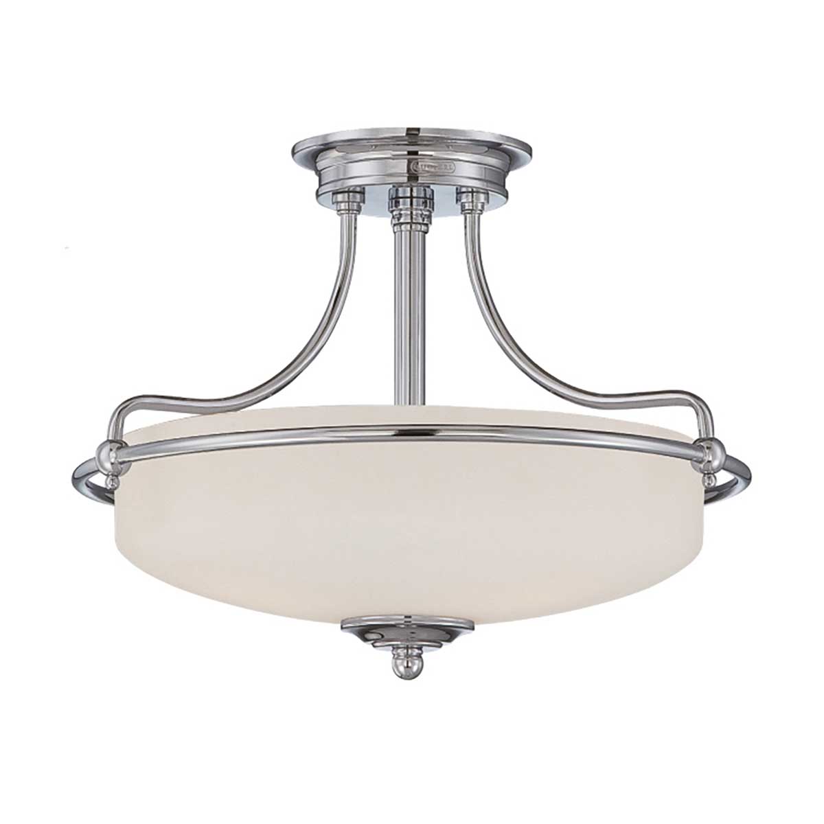 Quoizel Griffin Polished Chrome Art Deco Style 3 Light Semi Flush