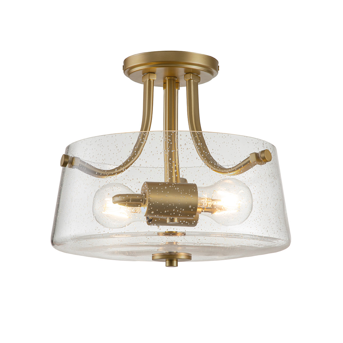 Hollister Traditional 2 Light Semi Flush In Brushed Brass