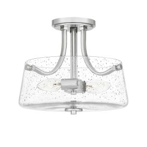 Quoizel Hollister traditional 2 light semi flush ceiling light in polished nickel on white background