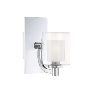 Quoizel Kolt 1 light modern polished chrome bathroom wall light on white background on white background