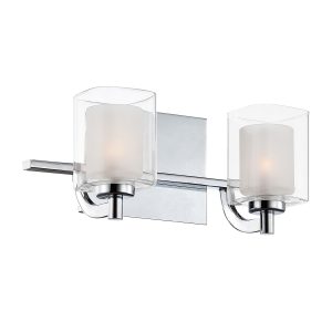 Quoizel Kolt 2 light modern polished chrome bathroom wall light on white background