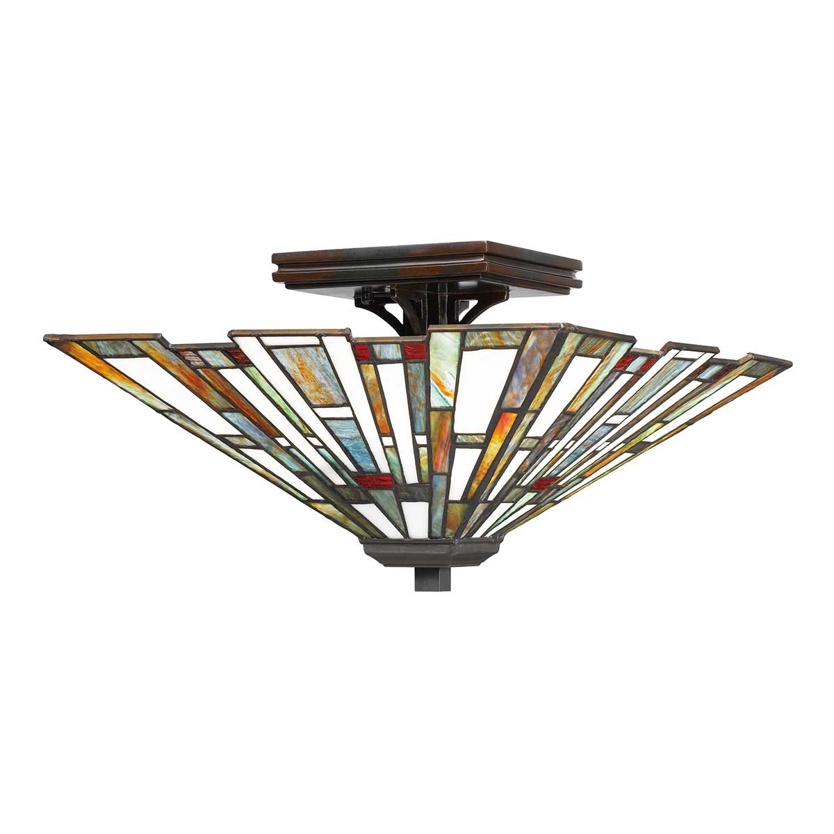 Maybeck 2 Light Flush Art Deco Style Tiffany Ceiling Light