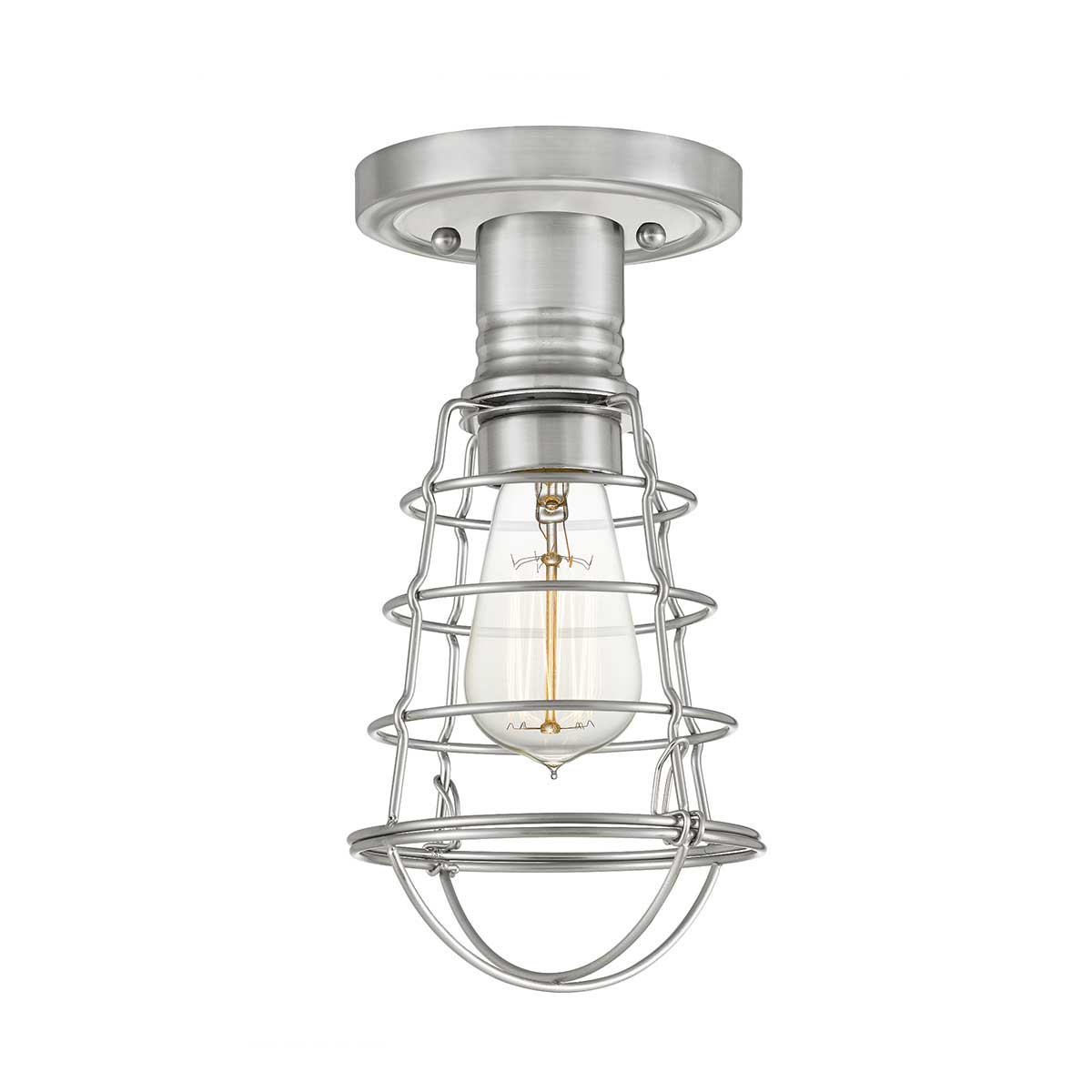 Mixon 1 Light Flush Industrial Ceiling Light Brushed Nickel