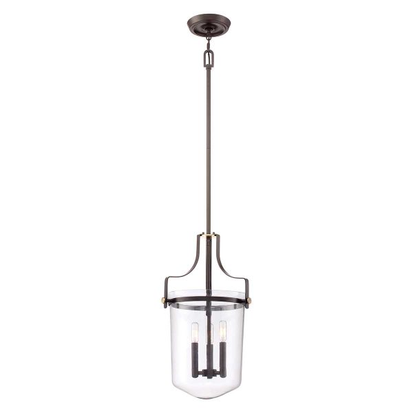 Quoizel Penn Station 3 light western bronze ceiling pendant on white background