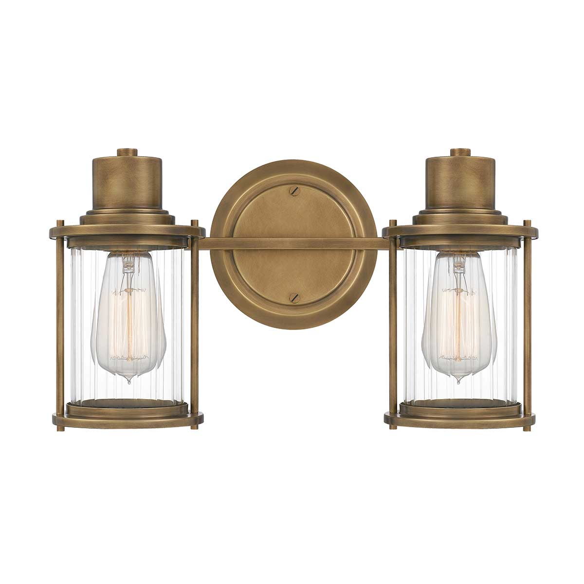 Riggs Twin Bathroom Wall Light Weathered Brass Finish