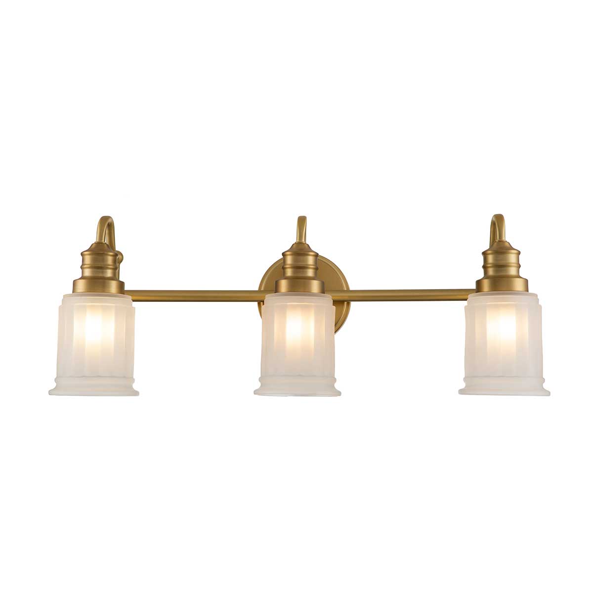 Swell 3 Light Bathroom Wall Light Brushed Brass Frosted Glass