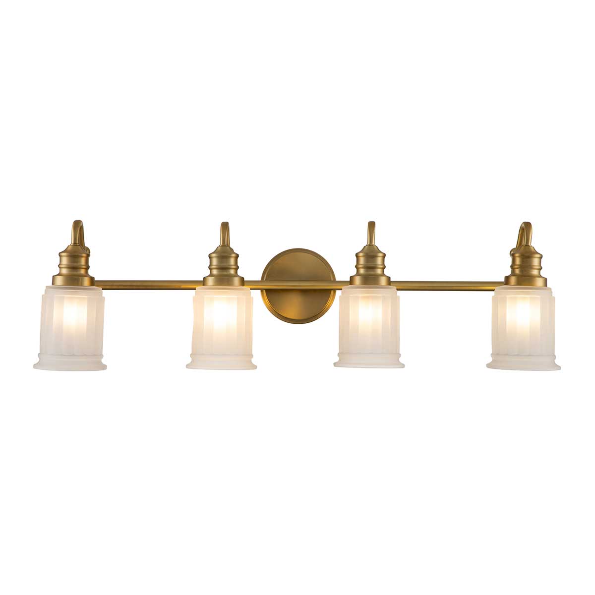 Swell 4 Light Bathroom Wall Light Brushed Brass Frosted Glass