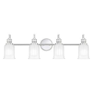 Quoizel Swell 4 light bathroom wall light in polished chrome on white background