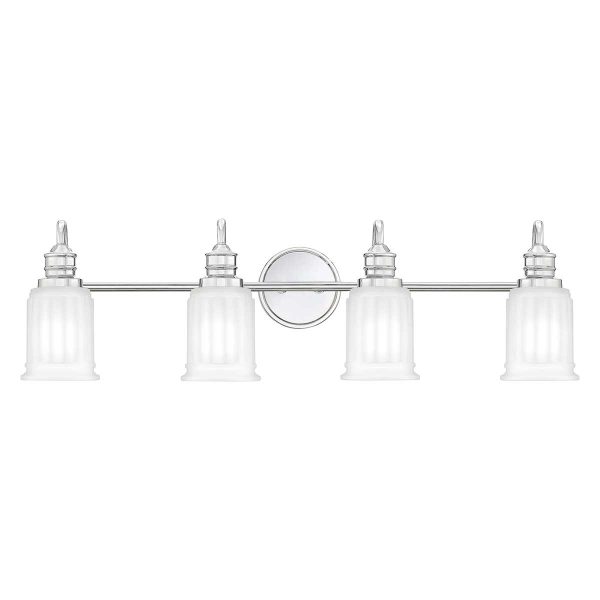 Quoizel Swell 4 light bathroom wall light in polished chrome on white background