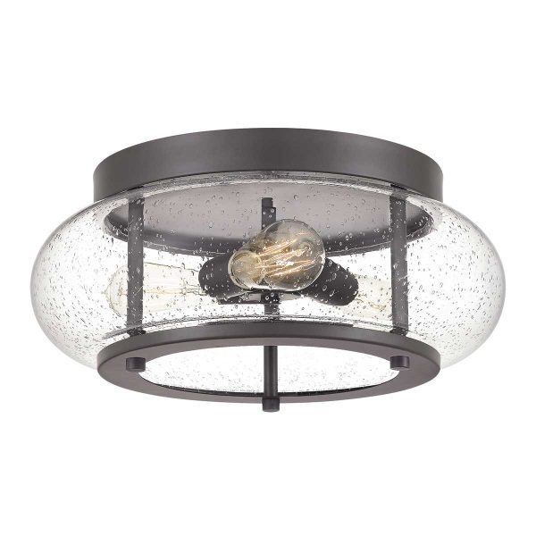 Quoizel Trilogy 3 light semi flush ceiling light in old bronze on white background