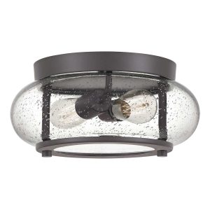 Quoizel Trilogy 2 light flush mount ceiling light in old bronze on white background