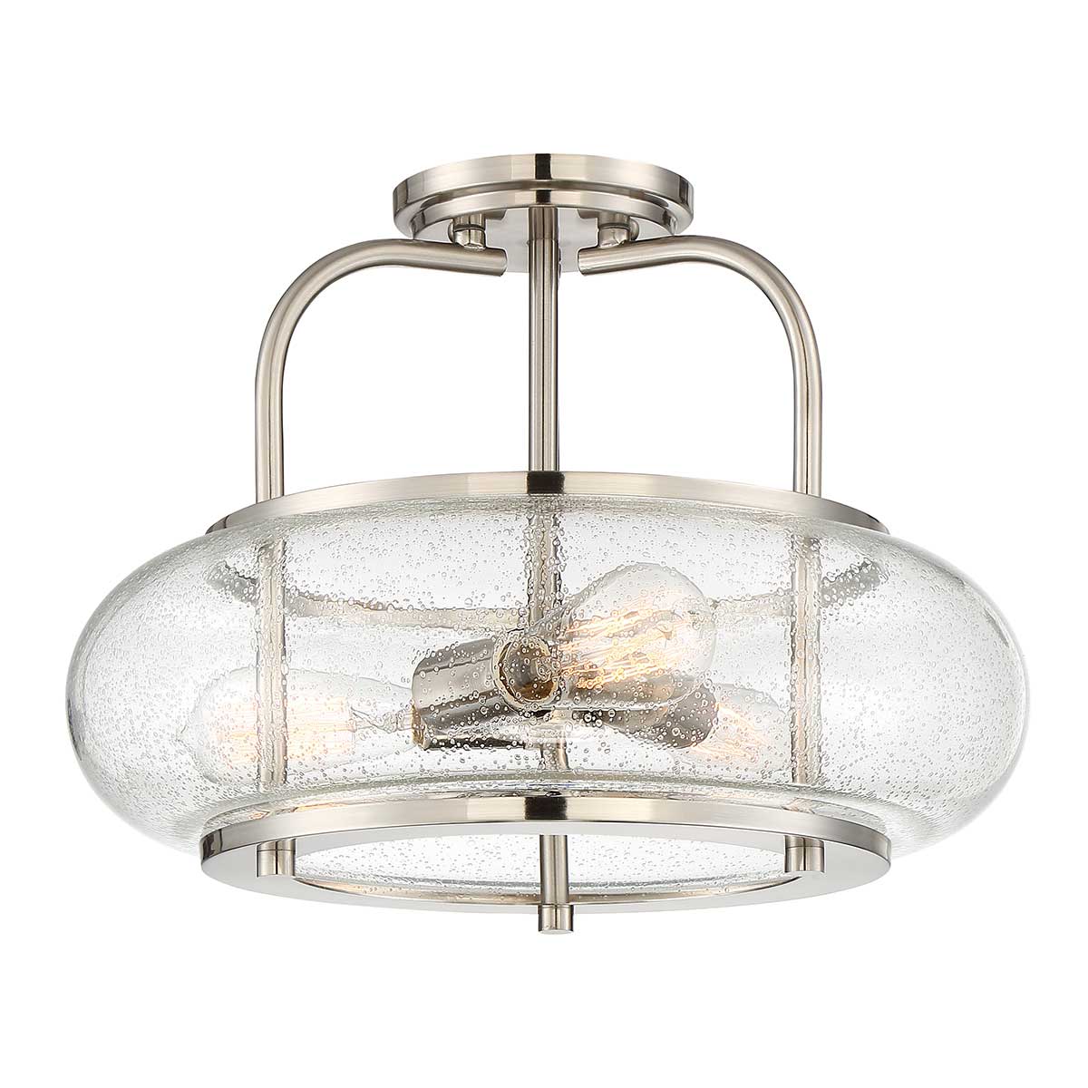 Trilogy 3 Light Semi Flush Ceiling Light In Brushed Nickel