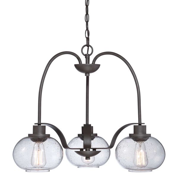 Quoizel Trilogy 3 light chandelier pendant in old bronze on white background