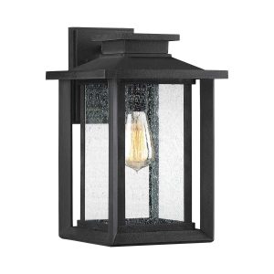 Quoizel Wakefield 1 light medium outdoor wall lantern in earth black on white background