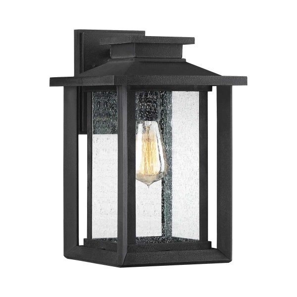 Quoizel Wakefield 1 light medium outdoor wall lantern in earth black on white background