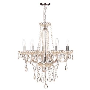 Raphael 5 light chandelier with champagne glass on white background