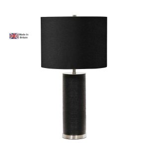 Elstead Ripple British made table lamp in black with black shade on white background