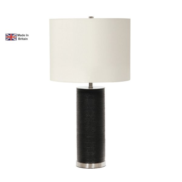 Elstead Ripple British made table lamp in black with white shade on white background