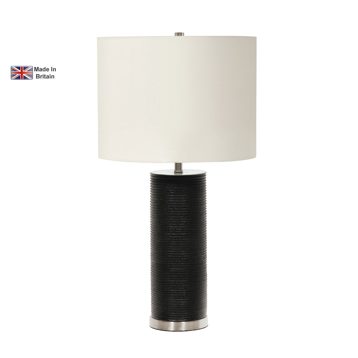 Ripple British Made Table Lamp In Black With White Shade