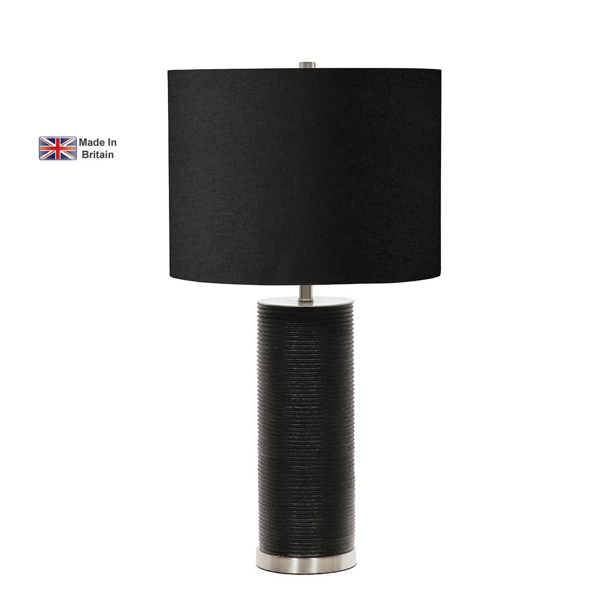 Ripple British Made Table Lamp In Black With Black Shade